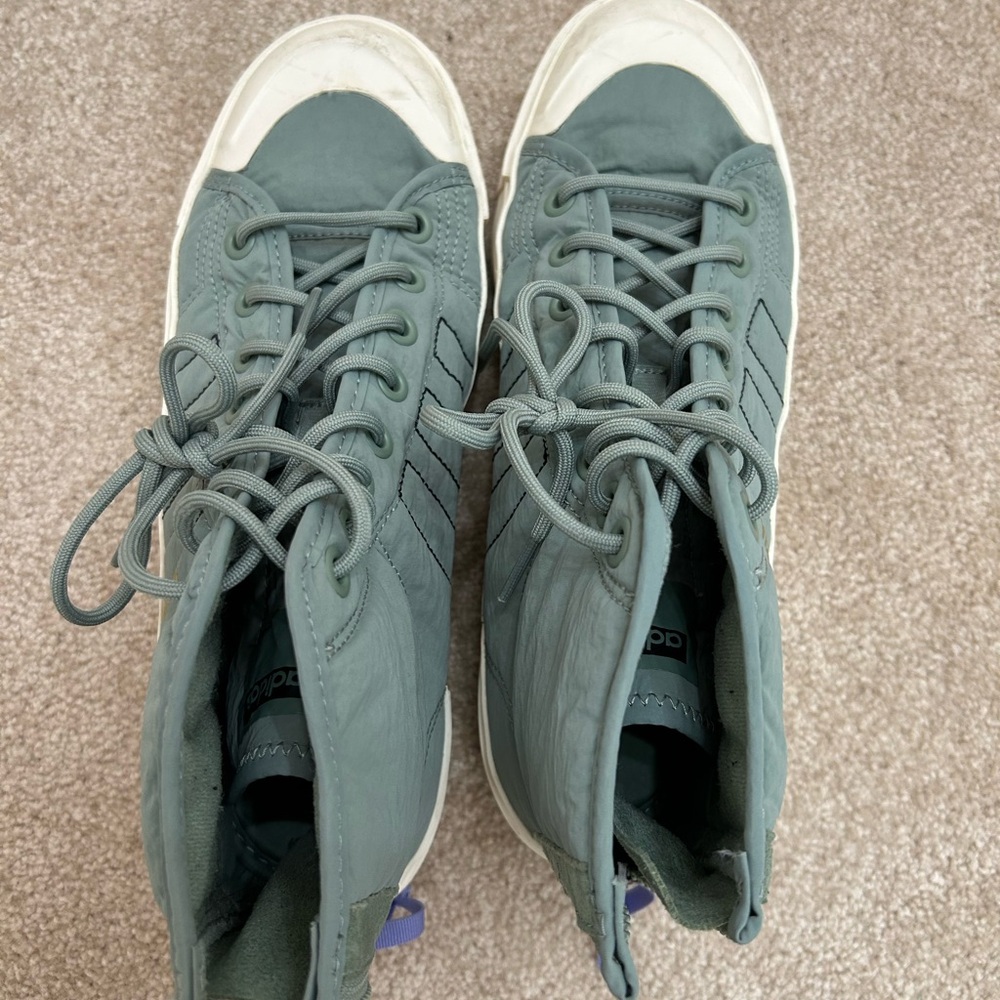 Adidas High-Top Sneakers in Green and White